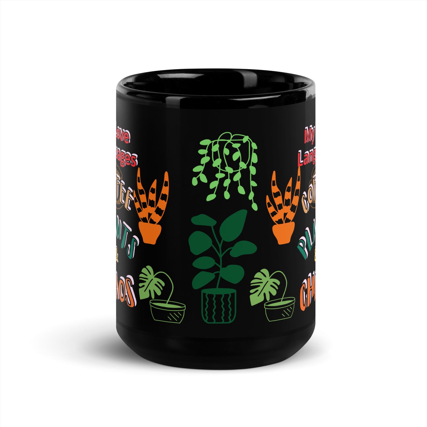 Plants Black Glossy Mug 15 oz