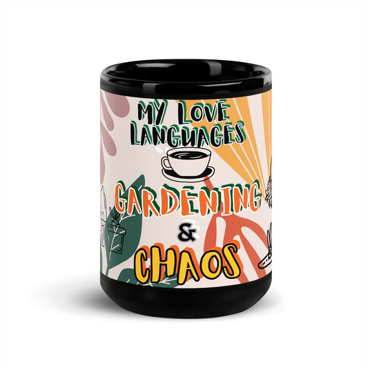 Gardening Black Glossy Mug 15 oz