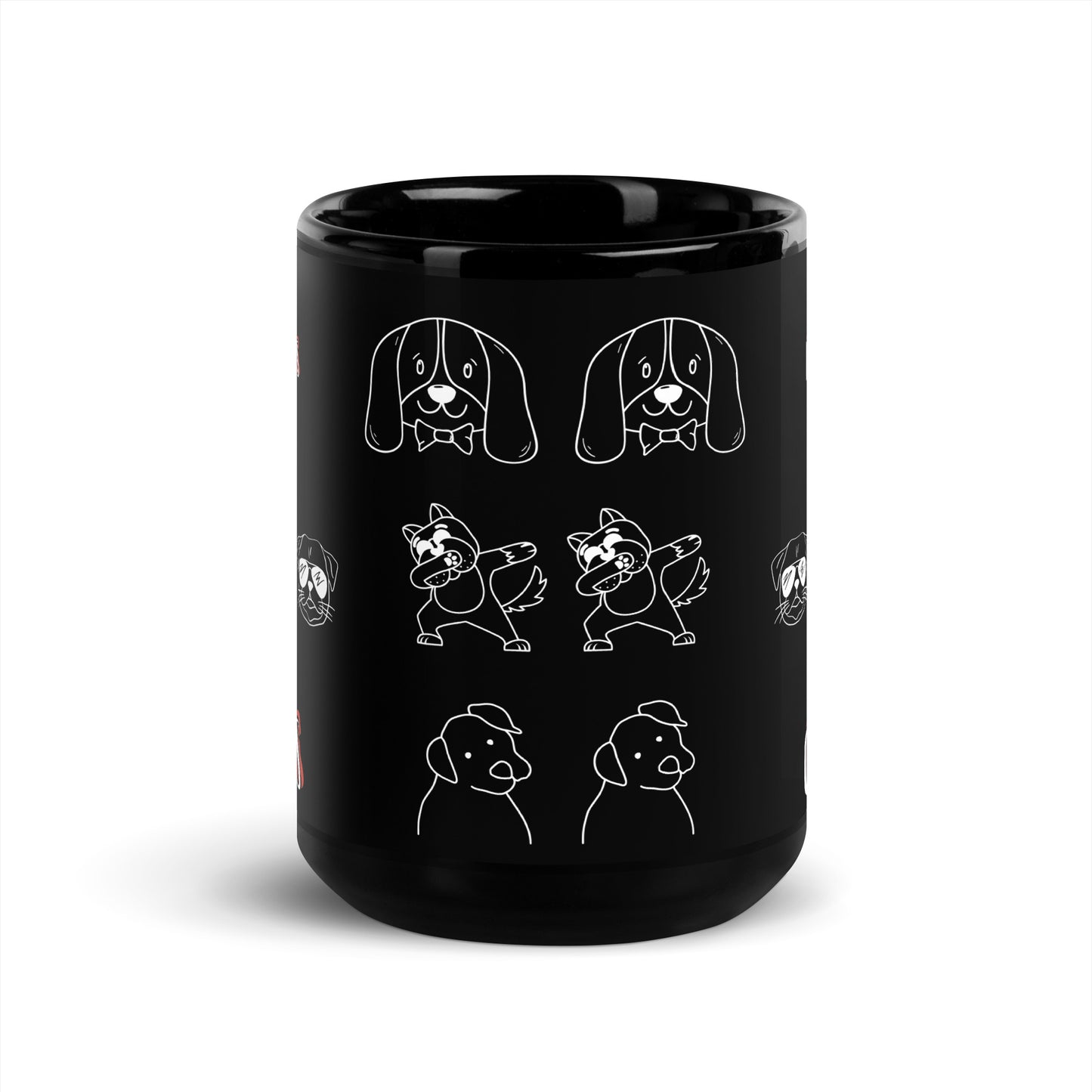 Dogs Black Glossy Mug 15oz