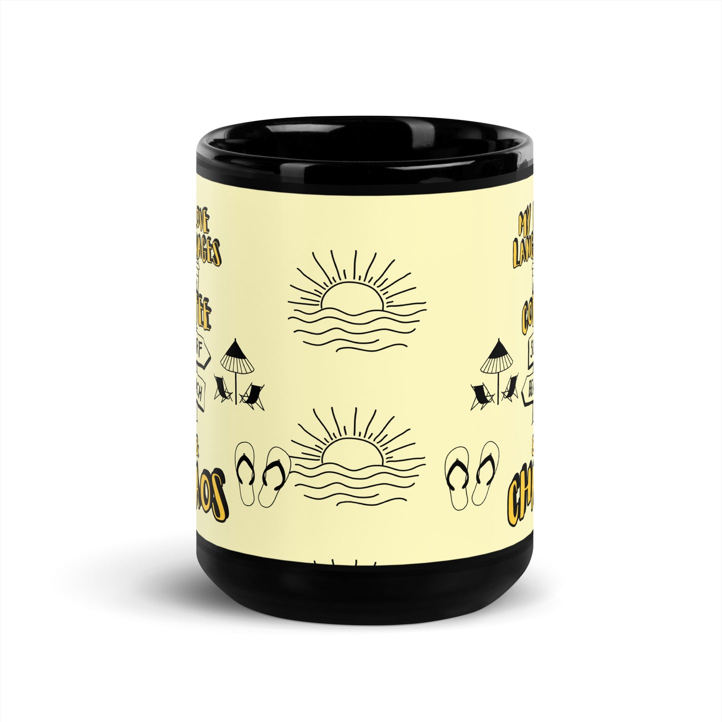 Beach Black Glossy Mug 15oz