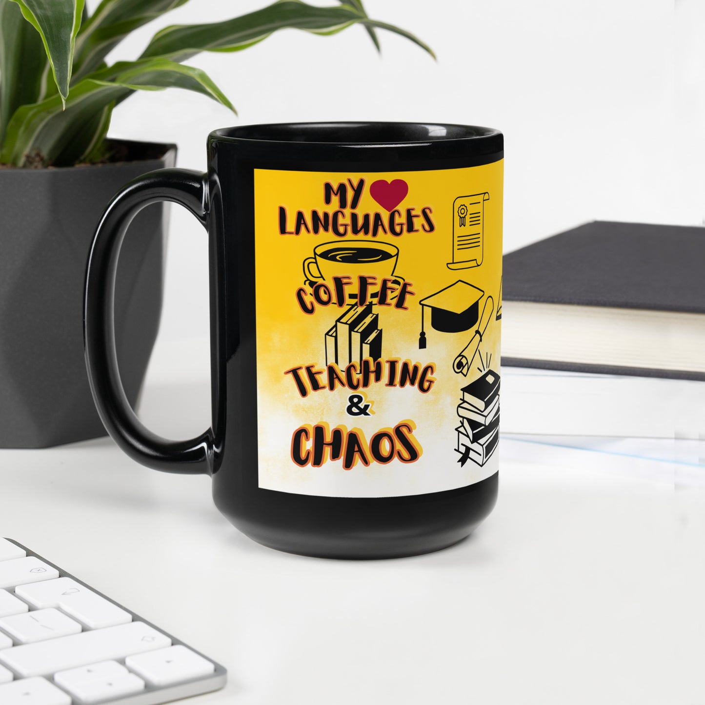 Teaching Black Glossy Mug 15 oz