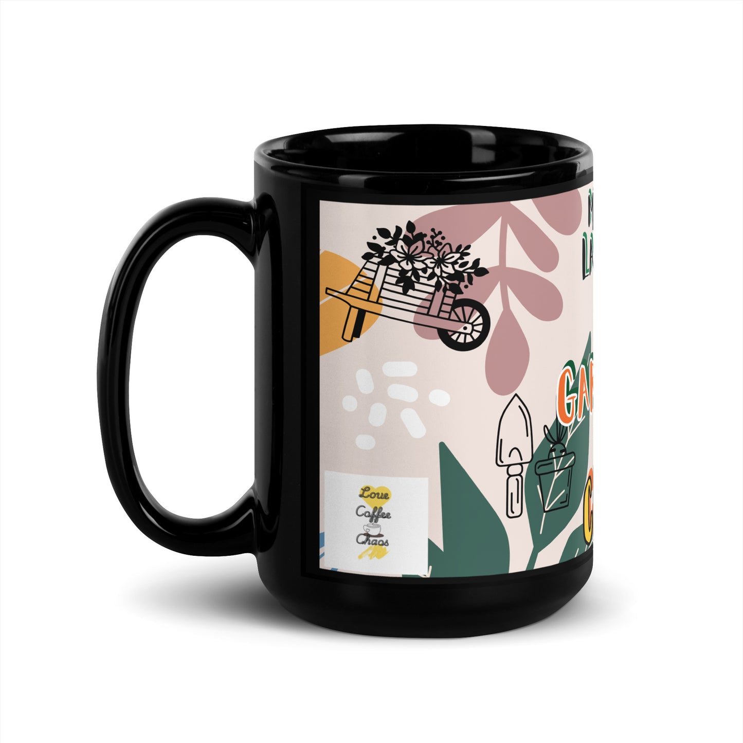 Gardening Black Glossy Mug 15 oz