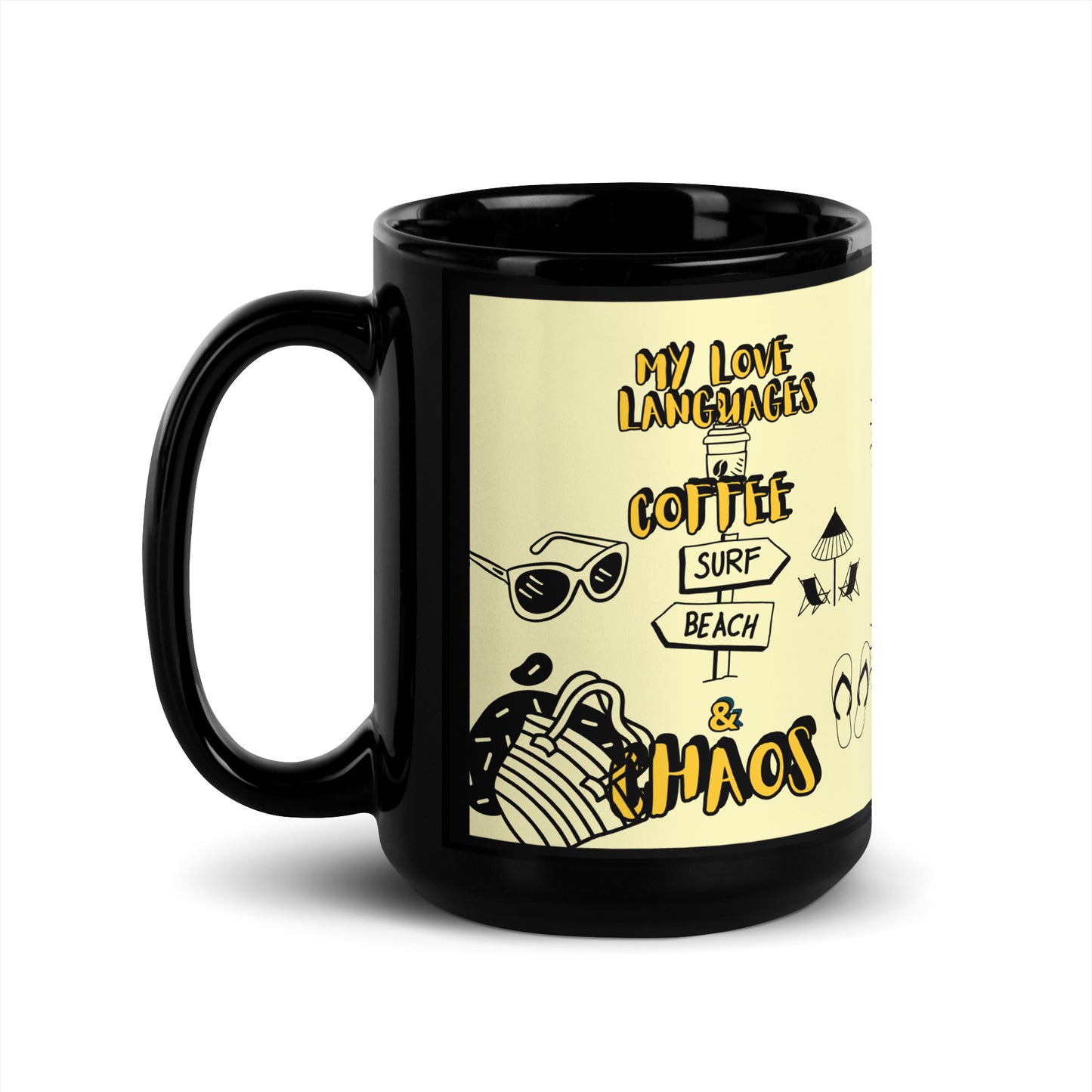 Beach Black Glossy Mug 15oz