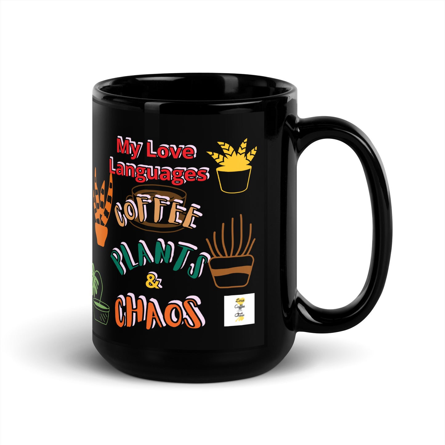 Plants Black Glossy Mug 15 oz