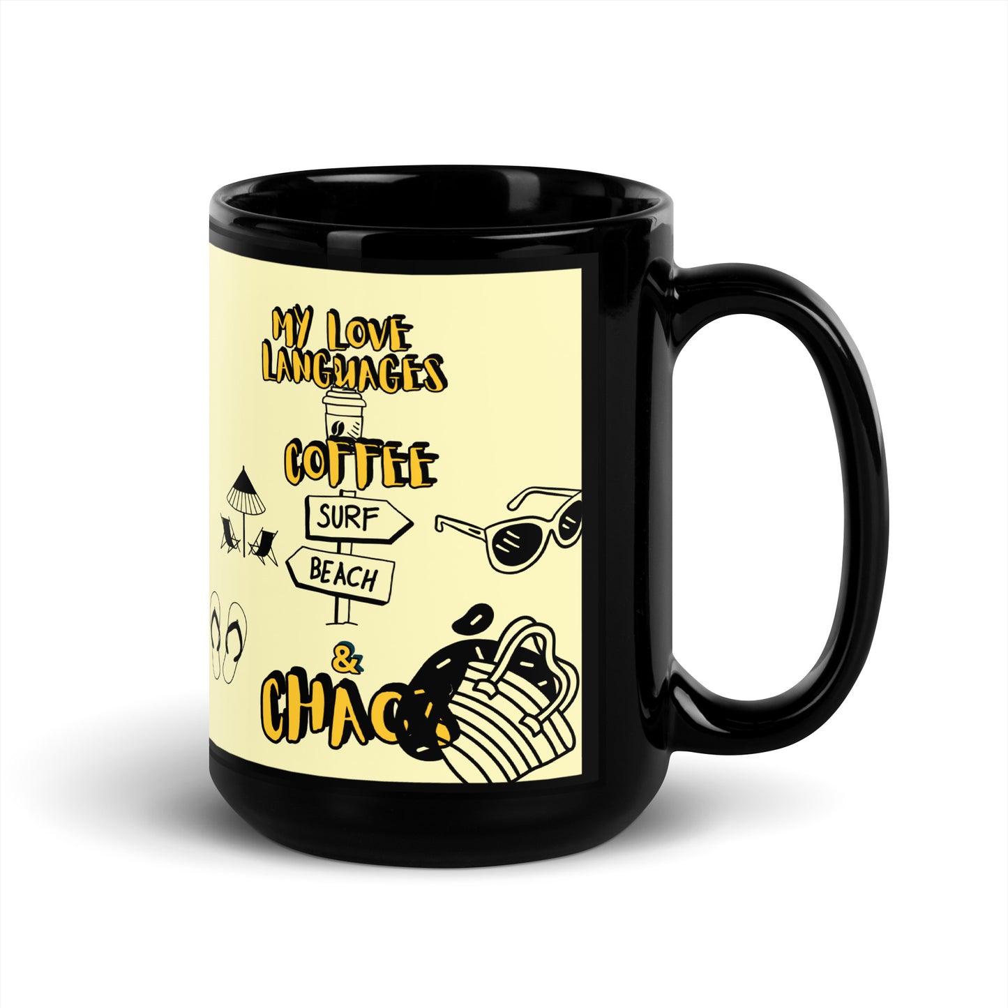 Beach Black Glossy Mug 15oz