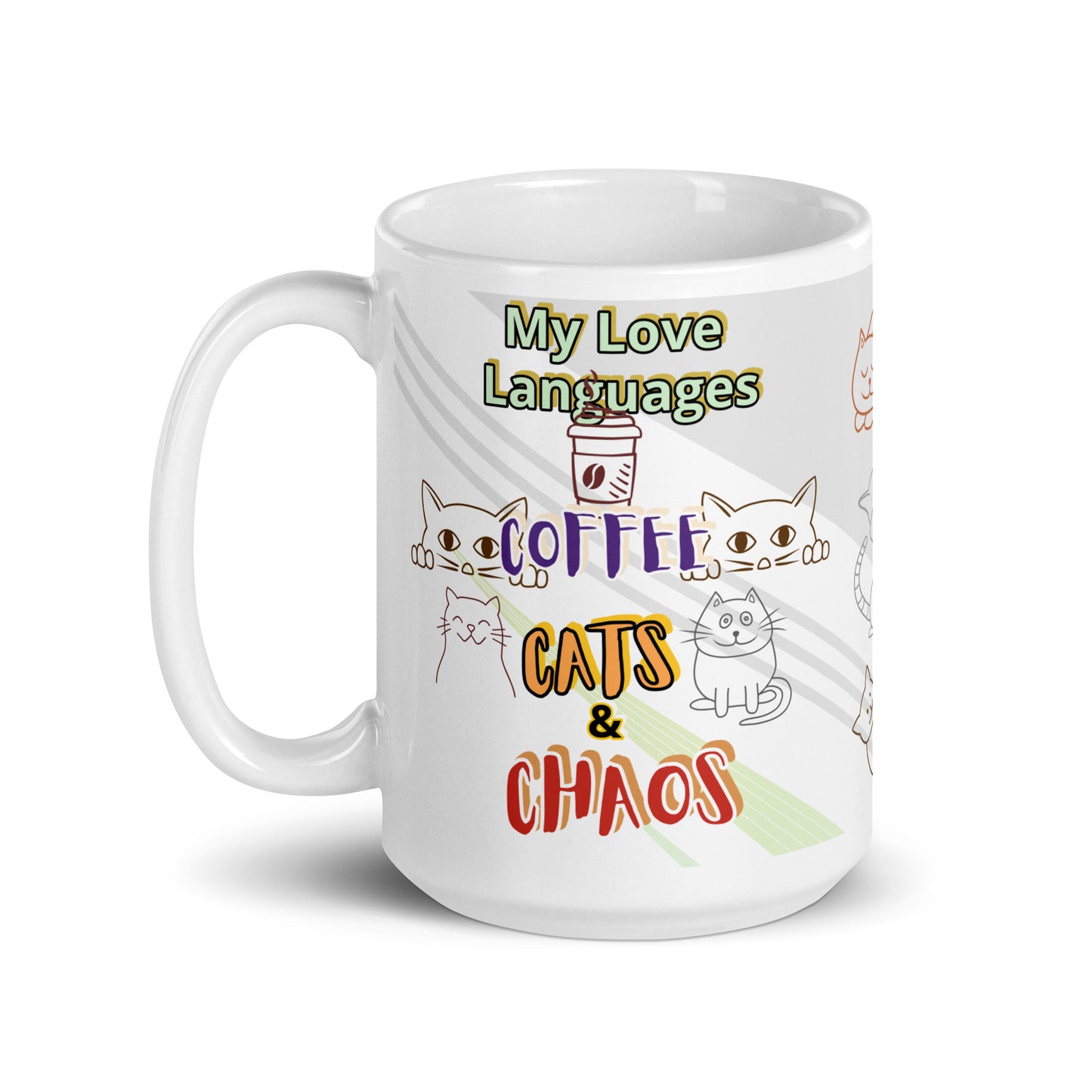 Cats White glossy mug 15 oz